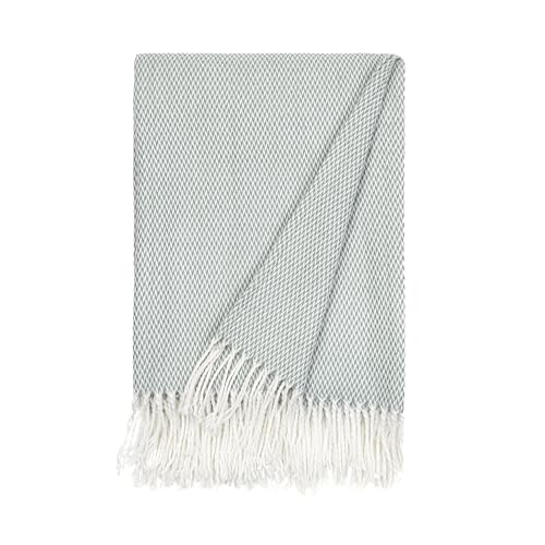 Merit Linens Herringbone Throw Blanket - One Size Eucalyptus - color: Herringbone Eucalyptus