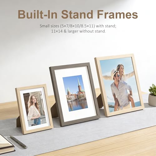 TONES FRAME DESIGN 8.5 by 11 Picture Frame Set of 2 Solid Oak Brown Wood Veneer with Shatterproof Plexiglass, 8.5 x 11 Frame Wall Hanging 8.5x11 Picture Frame for Diplomas Document Certificates - color: Dark Oak, size: 8.5x11 - 2 Pack