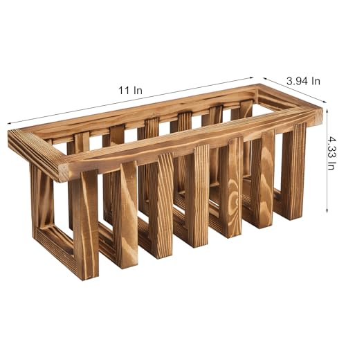 11 Inch Premium Solid Acacia Wood Wall Mounted Mail Letter Holder Basket, Rustic Farmhouse Wooden Hanging Card Storage Rack, Home or Office Organizer