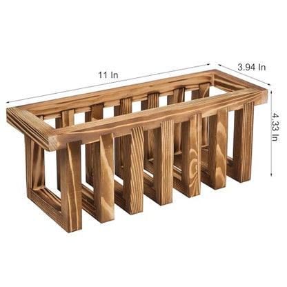 11 Inch Premium Solid Acacia Wood Wall Mounted Mail Letter Holder Basket, Rustic Farmhouse Wooden Hanging Card Storage Rack, Home or Office Organizer