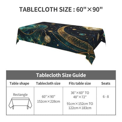 Worltoldb Moon and Sun Tablecloth - Waterproof Boho Cloth for Kitchen Dining - Washable Tarot Cover for Parties, Wedding, Picnic - color: White2