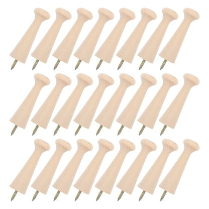 Wooden Shaker Pegs for Vertical Storage Wood Wall Hooks 24pcs 2.7 Inch Long with Smooth Surface Finish Beige Coat Hooks of Scarves and Hats for Door Back or Wall Mounted Use