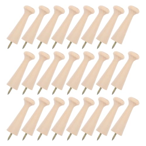 Wooden Shaker Pegs for Vertical Storage Wood Wall Hooks 24pcs 2.7 Inch Long with Smooth Surface Finish Beige Coat Hooks of Scarves and Hats for Door Back or Wall Mounted Use