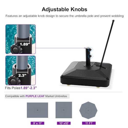 PURPLE LEAF HDML65 Patio Market Umbrella Stand Base with Wheels and Handle 250 lbs Heavy Duty HDPE Outdoor Table Umbrella Base with Sand/Water Fits 1.89"-2.3" Poles for Outdoor Market Table Umbrellas - size: Extra Heavy-Duty with Handle