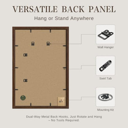 VCK 24x36 Poster Frames Brown - Wide Border Wood Picture Frame, Multi-Directional Display Family Photos, Office Prints, Studio/Gallery Art, Woodgrain Series, Wall Hanging, Set of 6 - color: Brown, size: 24 x 36