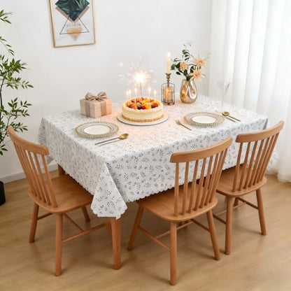 MeritMode PVC Tablecloth 60x90, Rectangular Waterproof Table Cover | Vinyl Surface, Polyester Backing, Yarn Texture, Wipeable, Dining Table, Kitchen, Party, Banquet, Everyday Use - size: 90" x 60" (Rectangular)