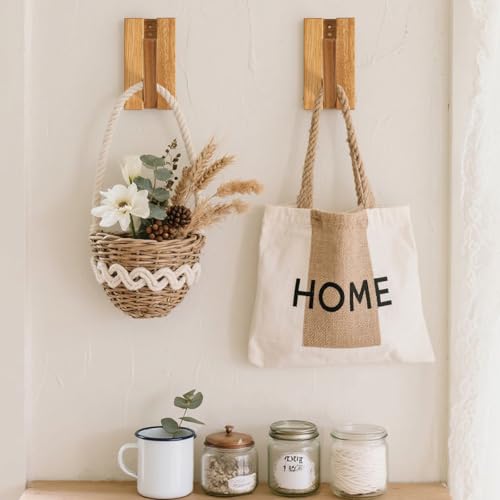 2 Pcs Folding Wall Hooks, Vintage Wooden Wall Hooks Heavy Duty for Hanging Hats, Towels & Bags – Space-Saving Sleek Design, Blending Modern & Rustic Styles