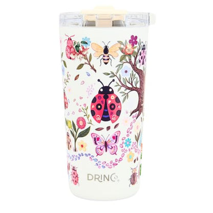 Drinco - 20 oz Stainless Steel Tumbler | Double Walled Vacuum Insulated Mug With Lid, 2 Straws, For Hot & Cold Drinks (20oz Bugs World) - color: 20oz Bugs World