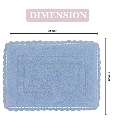 Home Weavers Casual Elegance Reversible Bathmat 100% Cotton Bathroom Rugs Set, Washable Rug, Extra Soft and Absorbent Bath Rug, Kitchen Mat, Bath Mat Set, Non Slip Mat, 17"x24" Rectangle, Blue - color: Blue, size: 1'5" x 2' (Rectangular)