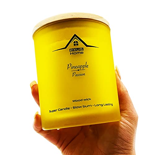 Hand Crafted, Soy Wax, Wood Wick, Aromatic Candle. Non-Toxic (Pineapple/Passion)