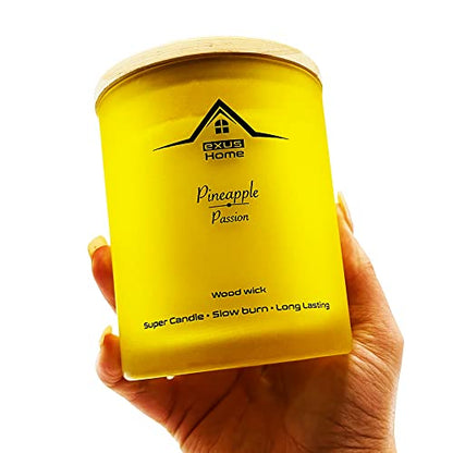 Hand Crafted, Soy Wax, Wood Wick, Aromatic Candle. Non-Toxic (Pineapple/Passion)