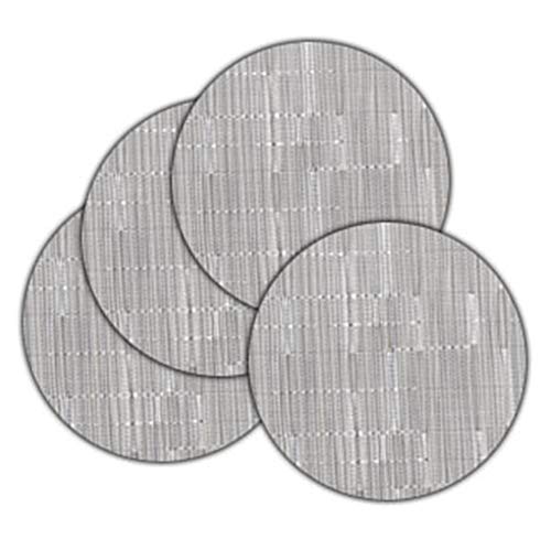 Set of 4 Round Vinyl Woven Placemats, 13.8", Silver Gray | Wipe Clean Heat-Resistant Kitchen Table Mats, Washable, Non-Slip for Dining Table, Christmas Decoration Home Wedding Party - color: Silver Gray, size: Set of 4