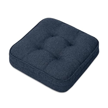 GOFORIT Memory Foam Cushion，Square Seat Cushions for Dining Chairs,Non-Slip Chair Pads with Removable Cover, 16'' x 16'', Dark Blue - color: Dark Blue