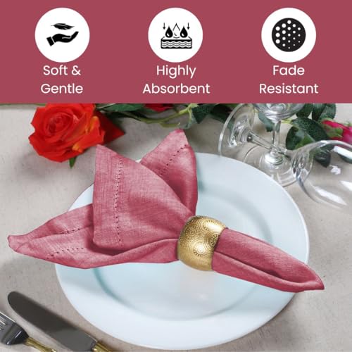 Cloth Dinner Napkins 100% Cotton Set of 6 - Soft Durable Washable - Ideal for Farmhouse Parties Wedding Christmas Easter - Perfect Everyday Use Table Cloth Napkins 18x18 Dusty Pink - color: Dusty Pink