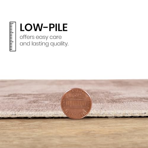 GLN Rugs Bohemian - Troy - Machine Washable Area Rug, Boho Washable, Non Slip, Low Pile Chenille Area Rug, Entryway, Hallway, Kitchen Rug - Easy Clean (3' x 5' Abstract Tan) - color: Abstract Tan, size: 3' x 5' (Rectangular)