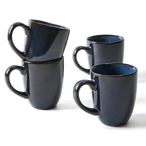 Pokini Coffee Mug 15 oz, Ceramic Coffee Mugs Set of 4, Reactive Glaze Mug for Latte/Tea/Cappuccino/Cocoa, Irregular Stackable Mug Set for Men, Women, Dad, Mom, Dishwasher & Microwave Safe, Starry Blue - color: Irregular - Starry Blue, size: 4 Count (Pack