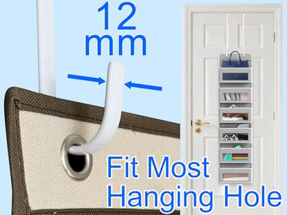 Single Extra Long Over Door Steel Hooks 4 Pack Fit 1-3/8" Door 14.2" White | Plastic Coated Rubber Feel Towel Rack Robe Coat Shoe Wreath Hanger No Damage No Scratch for Bathroom Heavy Duty Thin Top