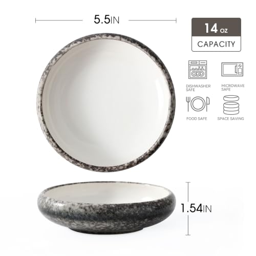 Uaral Serving Dishes,Salad Plate,Japanese Stoneware Appetizer Plate,Set Of 4,5.5 Inch,14 oz(White) - color: White