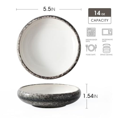 Uaral Serving Dishes,Salad Plate,Japanese Stoneware Appetizer Plate,Set Of 4,5.5 Inch,14 oz(White) - color: White