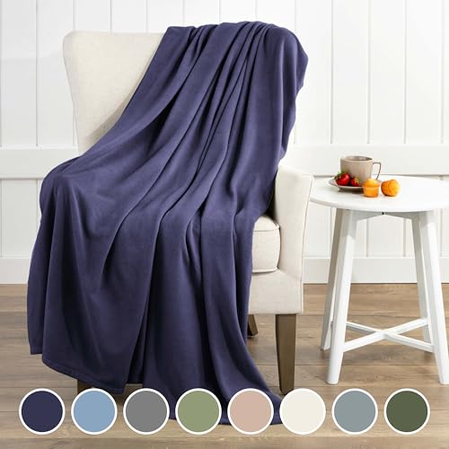 Twin Size Fleece Bed Blanket | Comfy Supersoft Fleece Blanket – All-Season Light Weight Throw Blanket | Luxuriously Soft | Throw Blanket for Couch and Sofa | Machine Wash | Navy - color: Navy, size: Twin
