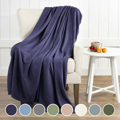 Full/Queen Size Fleece Blanket | Comfy Supersoft Fleece Blanket Full Size – All-Season Light Weight Throw Blanket | Luxuriously Soft | Throw Blanket for Couch and Sofa | Machine Wash | Navy - color: Navy, size: Full Queen