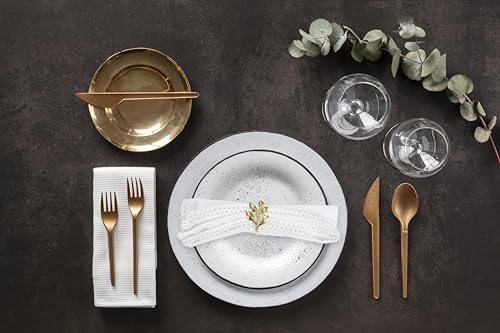 ACCENTHOME White Cloth Napkins Set of 6 18x18 inch Cotton Dinner Napkins - Washable Soft Premium Hotel Quality Reusable Napkins Perfect Table Napkins for Family Dinners, Weddings & Everyday Use | Cotton Linen Blend Napkins, Machine Wash On Gentle Cycle, E