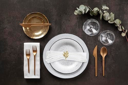 ACCENTHOME White Cloth Napkins Set of 6 18x18 inch Cotton Dinner Napkins - Washable Soft Premium Hotel Quality Reusable Napkins Perfect Table Napkins for Family Dinners, Weddings & Everyday Use | Cotton Linen Blend Napkins, Machine Wash On Gentle Cycle, E