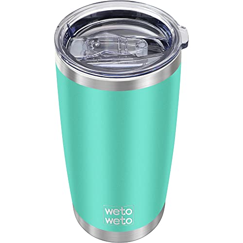 WETOWETO 20oz Insulated Stainless Steel Tumbler, Double Wall Vacuum Leak-proof Travel Coffee Mug, Powder Coated Water Cup (Cyan, 1 Pack) - color: A2-Cyan, style: Tumbler, 1 Lid