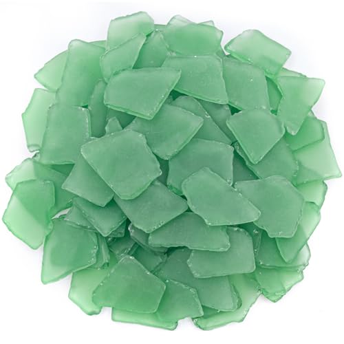 Keedolla 15 Oz Green Sea Glass Pieces for Crafts, 0.79"- 2" Beach Sea Glass Art Frosted Seaglass Pieces for Vase Filler|Beach Weddings|Home Decor - color: Green, size: 15 OZ / 0.93 LB