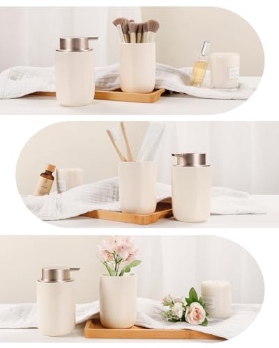 BosilunLife Lotion Pump Dispenser for Kitchen, Bathroom Countertop | Aprcot Soap Dispenser Bathroom Ceramic Dish Liquid Soap Dispenser (Apricot, Liquid Pump) - color: Apricot-1 Pack