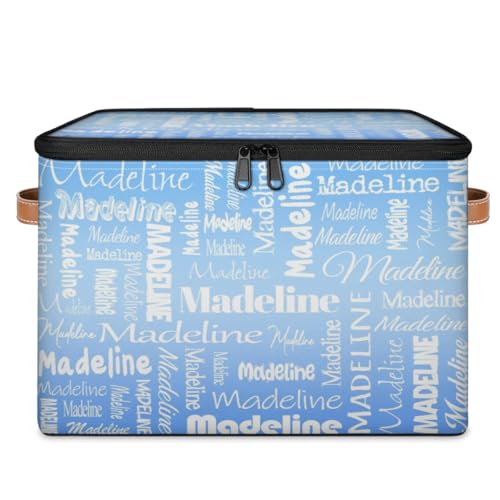 Custom Storage Basket with Name, Personalized Keepsake Box,Blue | Foldable Fabric Gradient Large Memory Bin with Handle Lid Lightweight Waterproof Dustproof, 14"L x 10.2"W x 10.4"H - color: Option 24