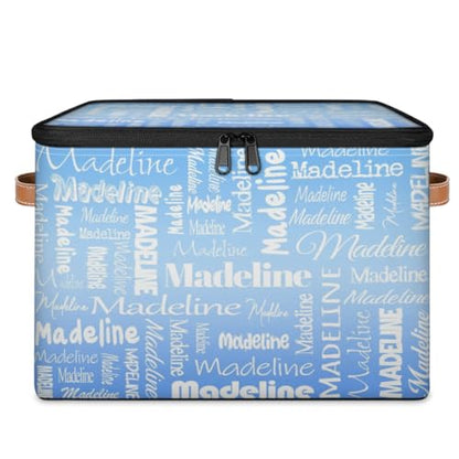 Custom Storage Basket with Name, Personalized Keepsake Box,Blue | Foldable Fabric Gradient Large Memory Bin with Handle Lid Lightweight Waterproof Dustproof, 14"L x 10.2"W x 10.4"H - color: Option 24
