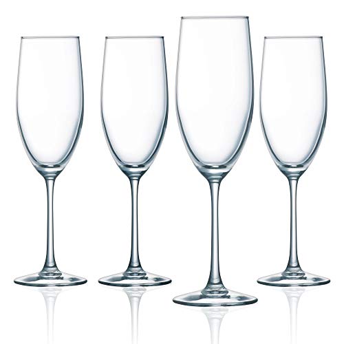 Arc International Luminarc Cachet 8 Ounce Champagne Flute, Set Of 4, glass, Clear - size: 8 oz (Set of 4), style: Ecommerce Packaging