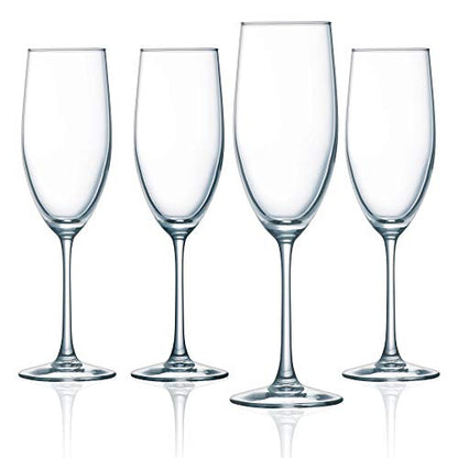 Arc International Luminarc Cachet 8 Ounce Champagne Flute, Set Of 4, glass, Clear - size: 8 oz (Set of 4), style: Ecommerce Packaging