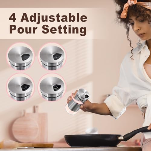 Farmhouse Salt and Pepper Shakers with Adjustable Pour Holes, Refillable Salt Shaker by Aelga, Ideal for Himalayan, Kosher, Black and White Pepper - color: Silver