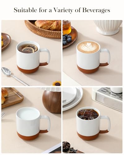 MALACASA Ceramic Coffee Mugs Set of 4, 11oz Coffee Cups, Modern Farmhouse Mugs for Coffee, Latte, Tea, Hot Chocolate, Cappuccino, Milk, Microwave & Dishwasher Safe, Khaki White, Series TARA - color: Khaki White, size: 11 Oz