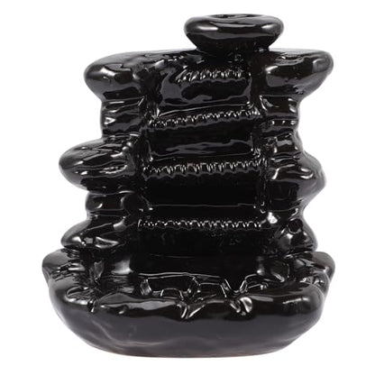 Ceramic Backflow Incense Burner Waterfall Censer Black Retro Aroma Holder for Home Decor and Meditation Room
