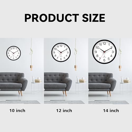 AKCISOT 10 Inch Wall Clock, Silent Battery Operated Analog Clock, Black | Atomic | Classroom | Kitchen | Office | Easy to Read Numbers | Garage - color: Atomic_black, size: 10 Inch
