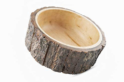 GoCraft Wood Potpourri Bowl with Tree Bark, Small, 6" Diameter x 3" Height, Wooden Decorative Bowl - size: 6"