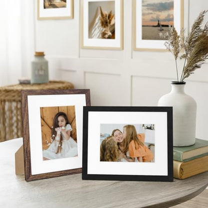 Vittanly 8x10 Picture Frames Set of 12, Wall & Tabletop, Black&Brown&White | Display Pictures 5x7 with Mat or 8x10 without Mat, Small Photo Frames, Engineered Wood with Shatter Resistant Plexiglass - color: Black&Brown&White, size: 8x10