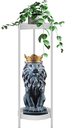 Plant Stand,2 Tier Metal Flower Plants Holder with 2 Removable Display for Indoor or Outdoor,Pot Plant Planter Display(30 X 10in,White) - color: White