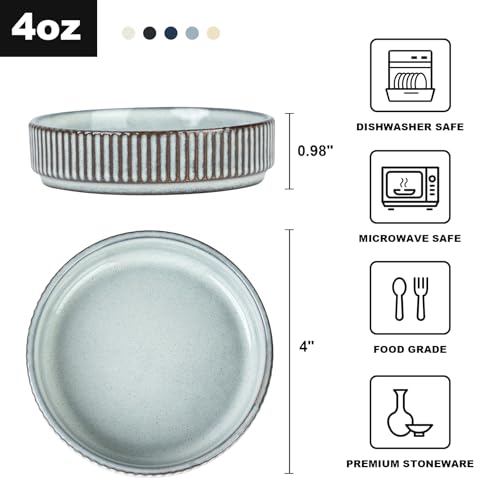 famiware Ceramic Soy Sauce Dish, 4oz Dipping Bowls Set of 6, Smoky Blue | Individual Dip Sauce Cups/Dishes/Plates, Small Serving Bowls for Side Dishes, Condiments, Sushi, Appetizers, Reactive Glaze - color: Smoky Blue, size: 6pcs