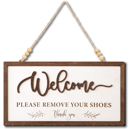 Welcome Please Remove Your Shoes Sign, Please Take Your Shoes Off Sign | No Shoe Signs for House, Take Off Your Shoe Signs for Front Door - color: Remove Your Shoes Sign, size: 12 x 6 inches