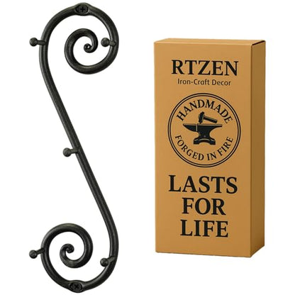 Farmhouse Small Key Holder for Wall, Wrought Iron Wall Mount Rack | Handcrafted Swirl Decorative, 5 Key Hooks for Home Entryway, Purse, Coat and Leash Holder or Organizer (Vertical Black) - style: Vertical