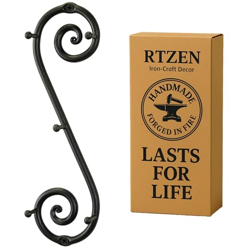 Farmhouse Small Key Holder for Wall, Wrought Iron Wall Mount Rack | Handcrafted Swirl Decorative, 5 Key Hooks for Home Entryway, Purse, Coat and Leash Holder or Organizer (Vertical Black) - style: Vertical