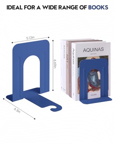Honagu Bookends, Metal Book Ends, Bookends for Shelves, Book Holder Stopper for Heavy Books/CDs/DVDs ((1 Pair/2 Pieces, Blue) - color: Blue