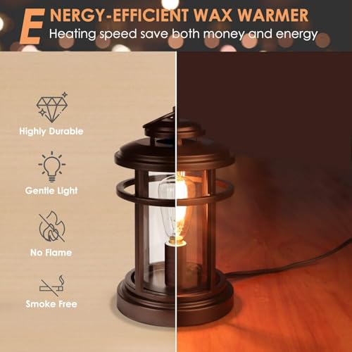 SALKING Electric Wax Warmer - Metal Wax Melt Warmer for Scented Wax,Candle Wax Burner Fragrance Warmer and 2 Edison Bulbs, Wax Melt Melter for Home Decor Office,Birthday Gifts for Women