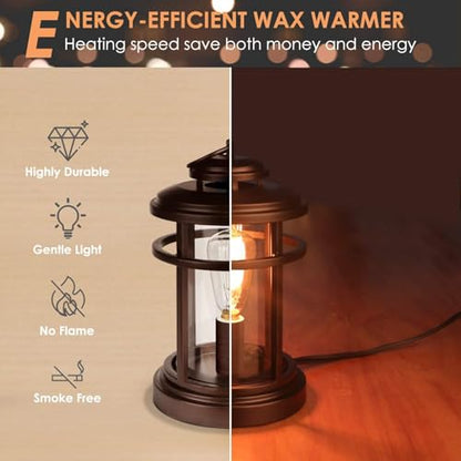 SALKING Electric Wax Warmer - Metal Wax Melt Warmer for Scented Wax,Candle Wax Burner Fragrance Warmer and 2 Edison Bulbs, Wax Melt Melter for Home Decor Office,Birthday Gifts for Women