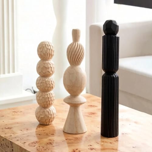3 Pieces Geometric Resin Sculpture Minimalist Style Modern Tabletop Figurine Set Easy to Clean Abstract Statue for Bookshelf