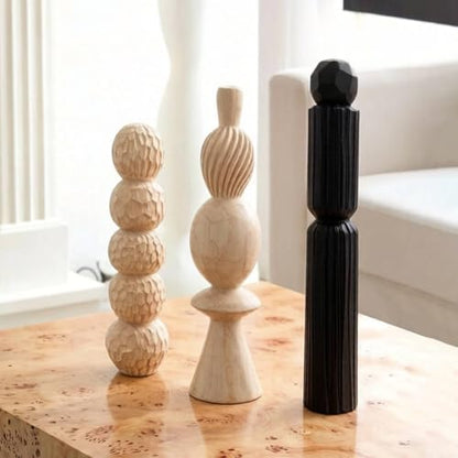3 Pieces Geometric Resin Sculpture Minimalist Style Modern Tabletop Figurine Set Easy to Clean Abstract Statue for Bookshelf